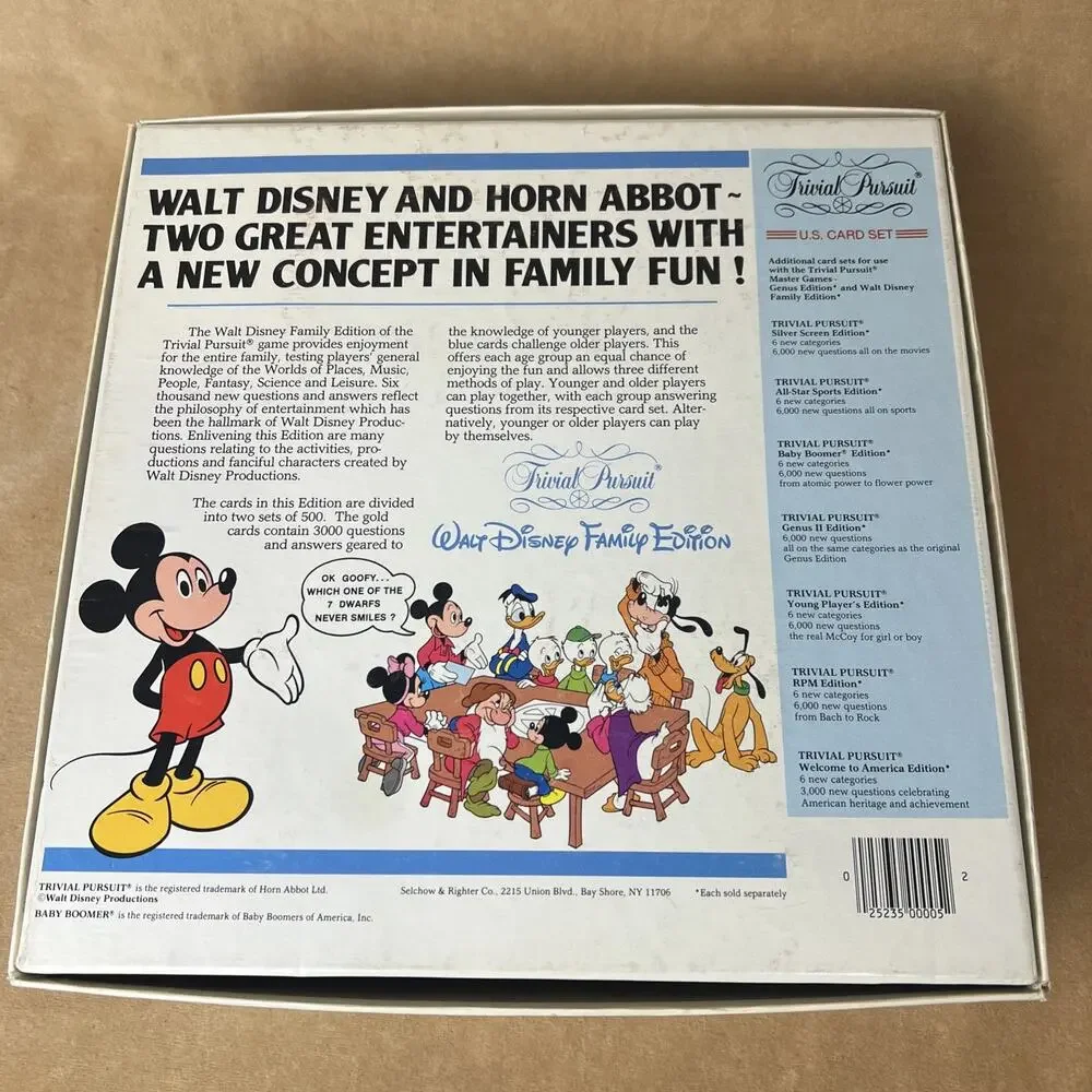 Trivial‎ Pursuit Walt Disney Family Edition Master Game Vintage 1985